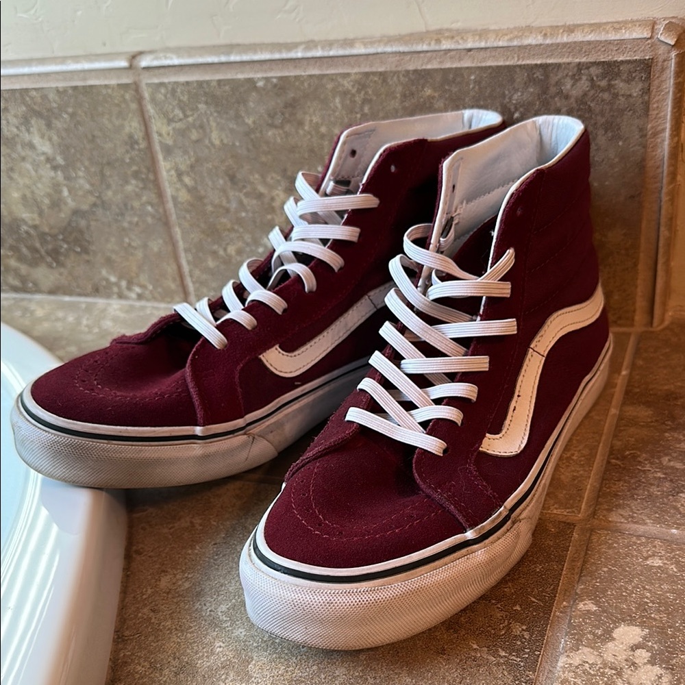 Vans Burgundy Suede High-Top Sneakers